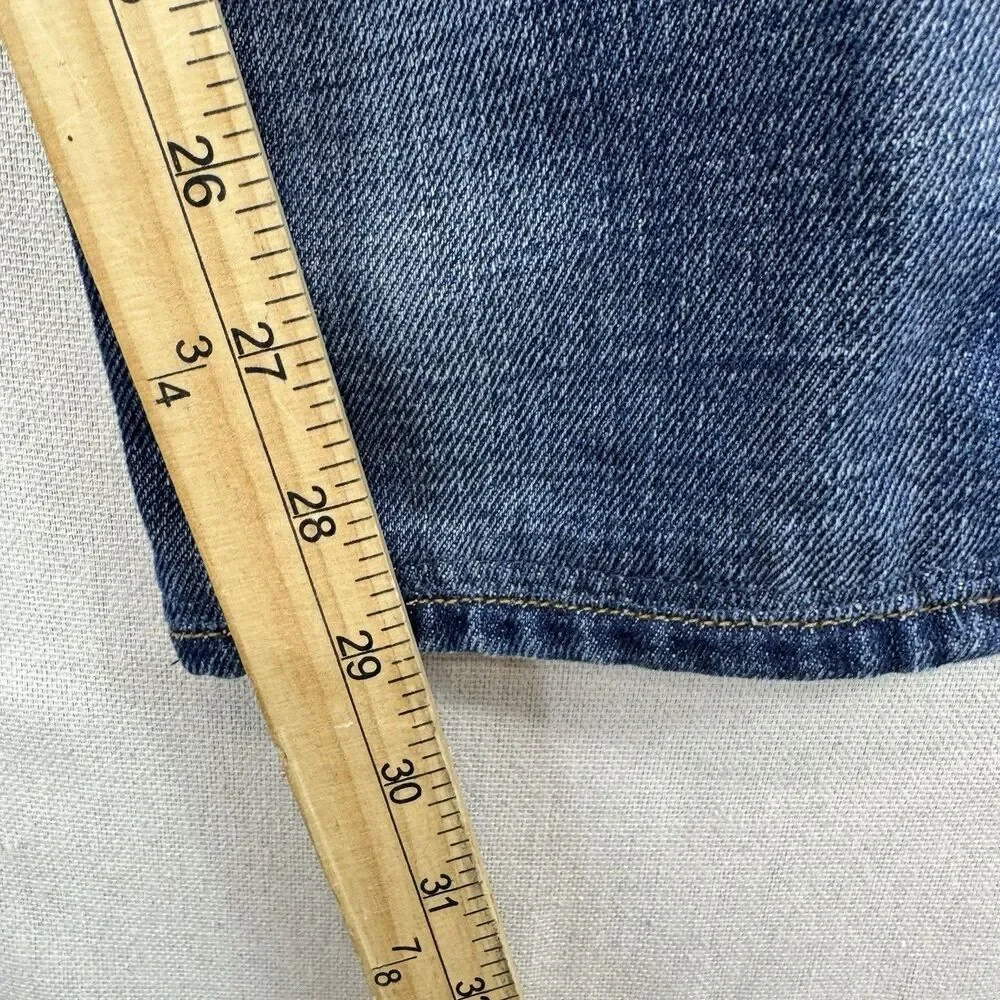 Hudson Jeans Mens 32 Distressed Straight Leg Button Fly Made USA Medium Wash